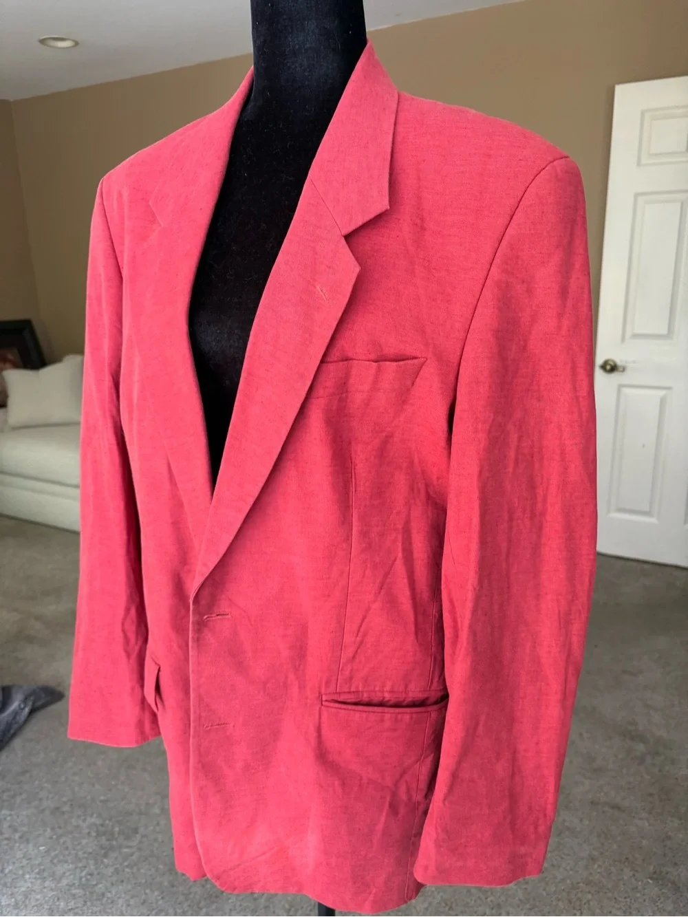 Debenhams Men's Coral Red cotton/linen/viscose Blazer - Classic Jacket